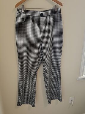 Straight Leg Houndstooth Pants - Black/White